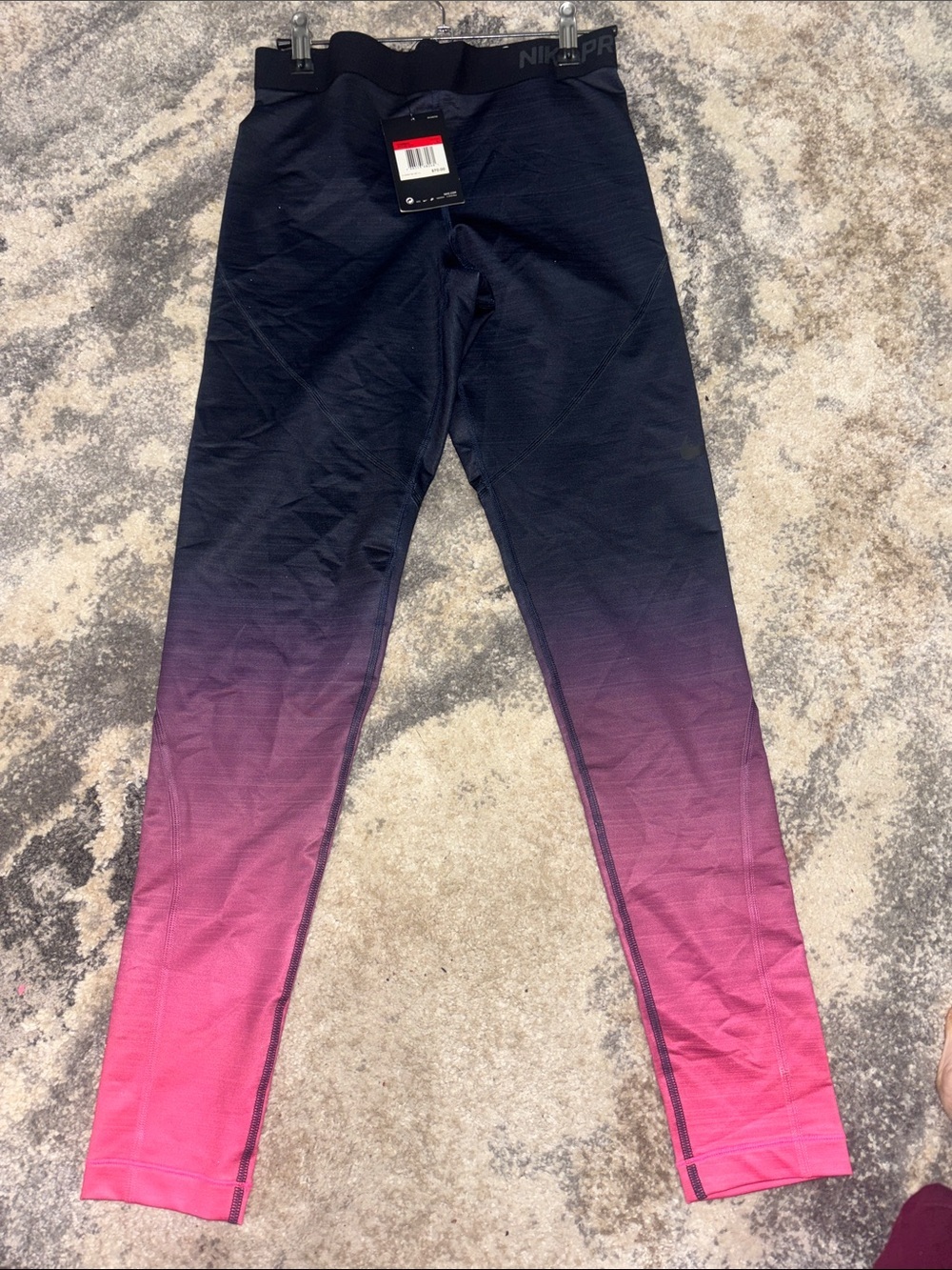 Nike womens Ombre Black to Pink Athletic Leggings